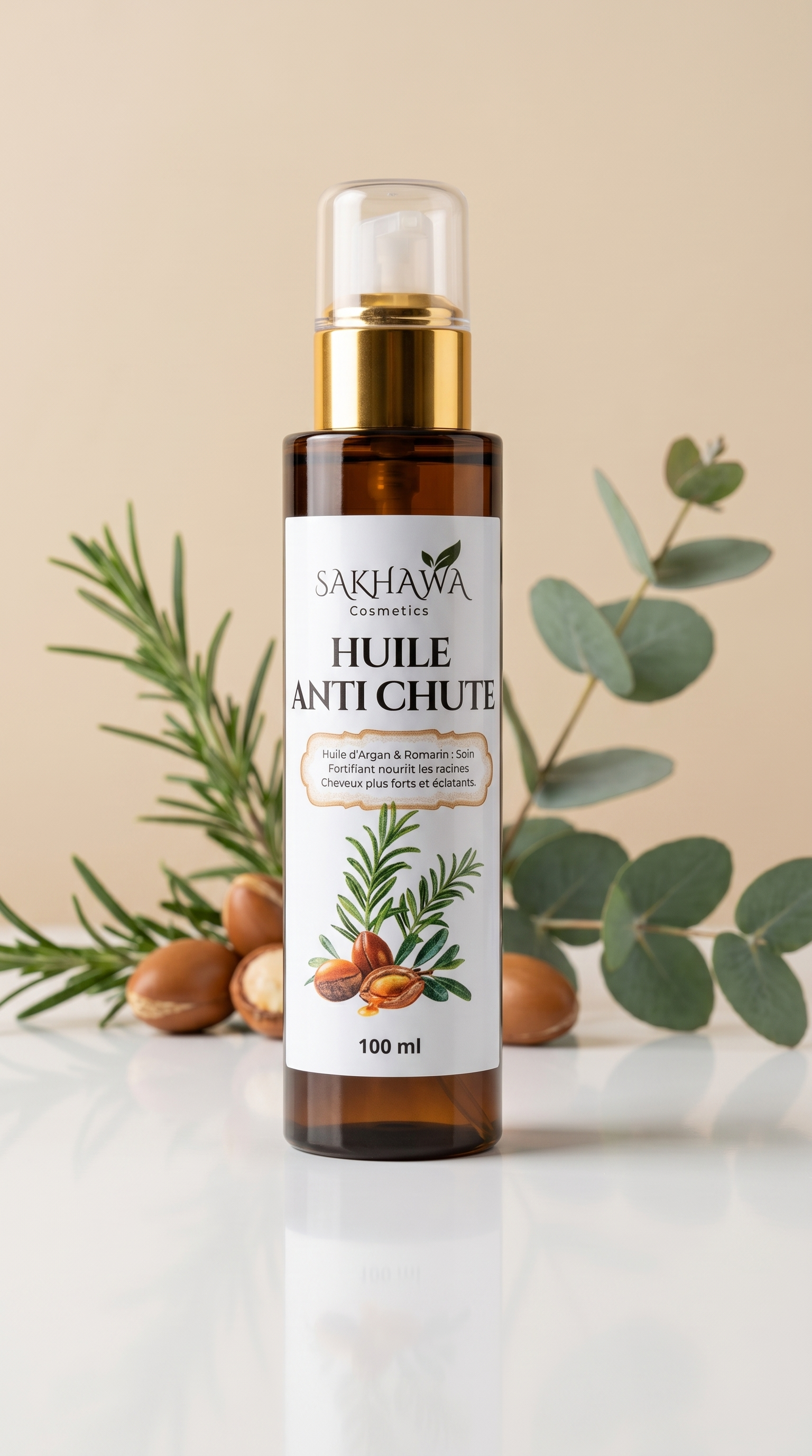 Huile Fortifiante Anti-Chute Argan & Romarin - Sakhawa Cosmetics Maroc