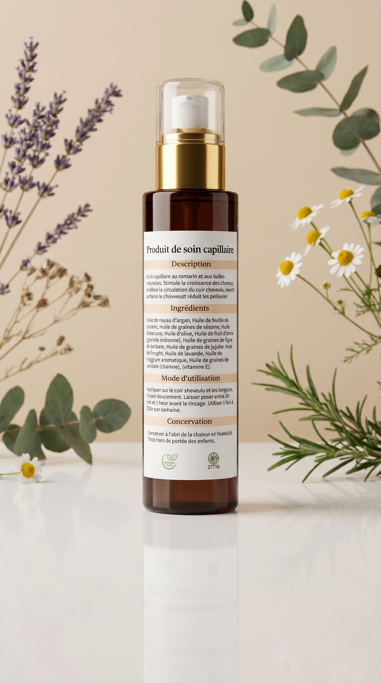 Soin Capillaire au Romarin & Huiles Naturelles - Sakhawa Cosmetics Maroc